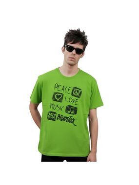 2017 Brudstock Peace Love Music Lime Green Graphic Festival Tee (Unisex XL)
